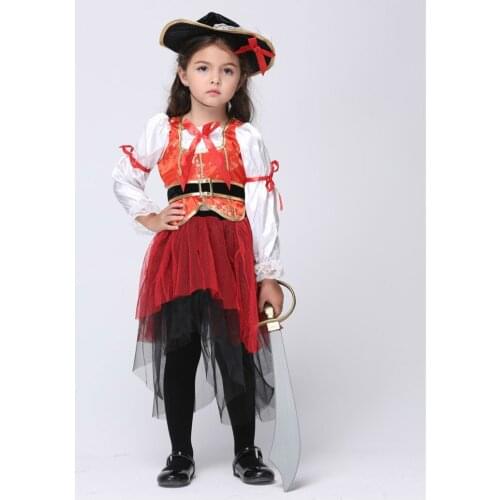 Sea Pirate Cosplay Costume set kids Halloween Princess Dancing Skirt Suit Child Fantasy Fancy Kids Carnival Party Show Clothing