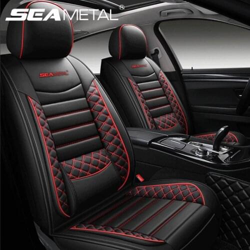 Leather Car Seat Cover Set Soft Sponge Inner Layer Car Seat Protector Cushion Textured Pad Mat Universal for 5 Seats Cars