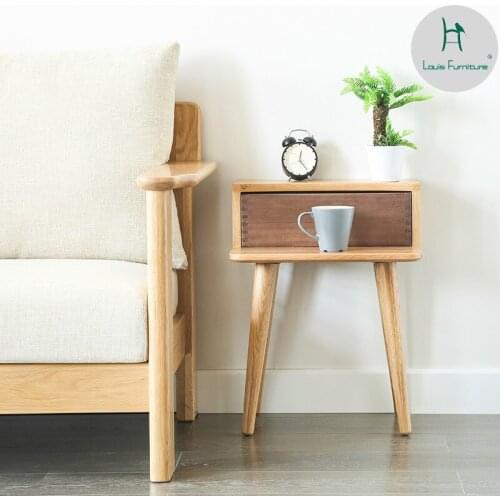 Louis Fashion Nightstands Nordic Solid Wood Simple Oak Multifunctional Bedside Cabinet Bedroom Locker Living Room Solid Wood