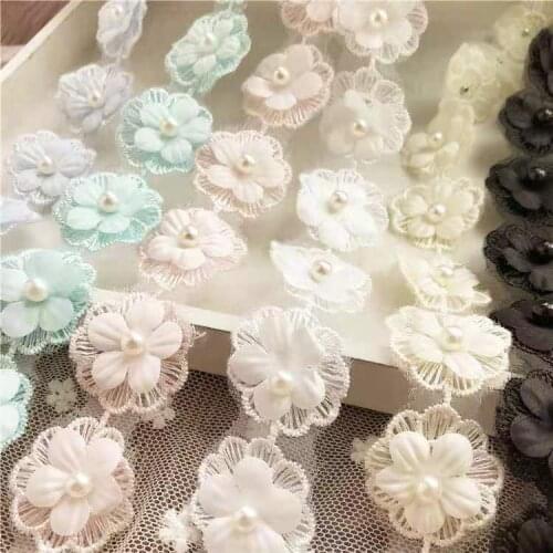 Organza White Lace Nails Pearl Lace Flowers DIY Handmade Decoration Accessories