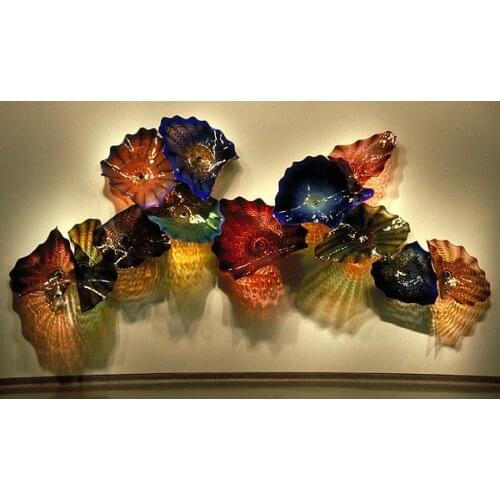 Luxury Wall Art Indoor Home Decoration Large Colored Platters 100% Handmade Murano Glass Plate Hanging Decorative Wall Lamp