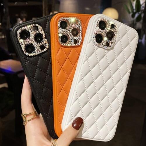 Luxury Flash drilling diamond Camera Lens hard leather Phone Case For apple iPhone 12 Pro Max 7 8 Plus X XS XR 11 SE MiNi Cover