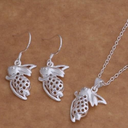 AS003 Hot silver color Sterling Silver color color Jewelry Sets Earring 009 + Necklace 007 /aalairsa Agyaiyfa