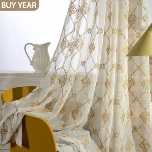 Modern Curtains for Living Dining Room Bedroom European Style Polyester Embroidered Fabric Window Screen Fashion Modern Tulle