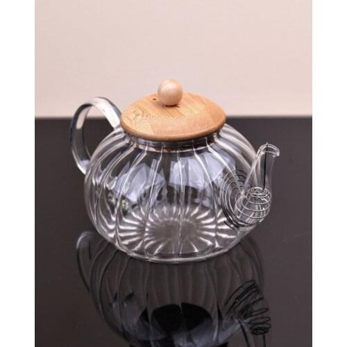 Glass Teapot Bamboo Cover Glass Teapot 900 Ml Heat resistant Boriskilt Strainer Glass çydanlık Turkish Arab Russian Iced Tea Herbal Tea