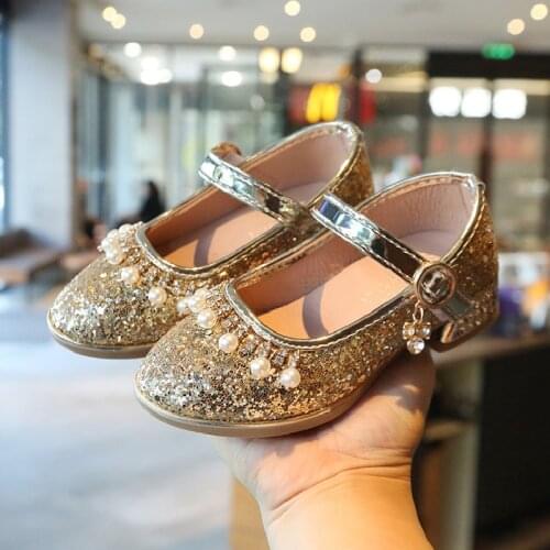 Spring Children Shoes Girls High Heel Princess Dance Sandals Kids Shoes Glitter Leather Fashion Girls Party Dress Wedding Shoes