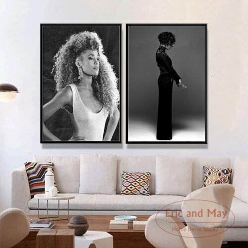 Whitney Houston Super Music Star Pop Singer Art Painting Vintage Canvas Poster Wall Home Decor