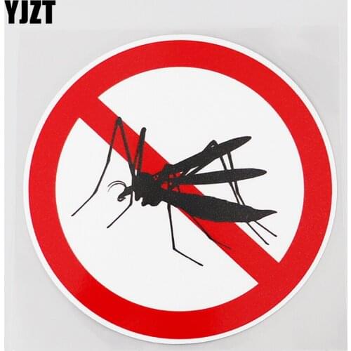 YJZT 11.3CM×11.3CM Warning Prohibit Mosquitoes To Prevent Bites Car Sticker PVC Decal 12C-0429