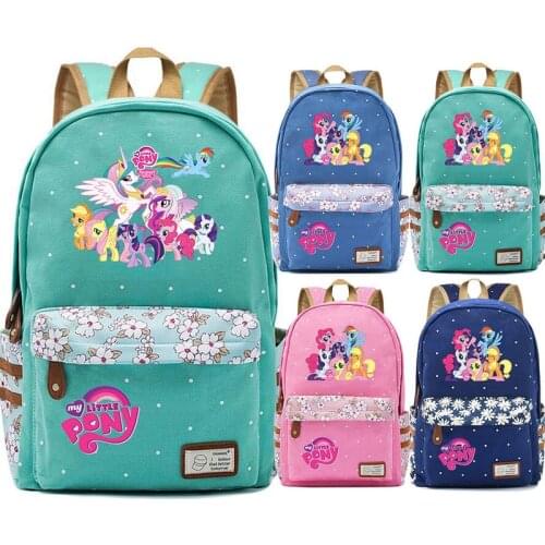 New Cutie My Little Pony Rainbow Dash Pinkie Pie Flowers Dot Boy Girl School bag Women Bagpack Teenagers Canvas Femme Backpack
