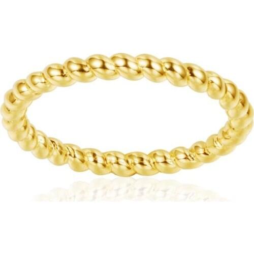 SLJELY 925 Sterling Silver Yellow Gold Color SOLEIL Classic Thin Finger Ring No Stones Women Luxury Brand Baroque Style Jewelry