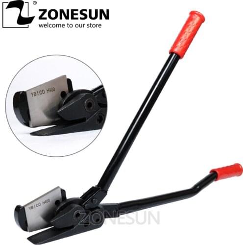 ZONESUN Long Hand H400 Metal Shear Steel Strapping Cutter Iron Belt Scissor Tungsten Carbide Steel Band Strapping Cutter