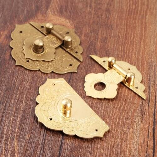 1pc Box Hasp Latche Chinese Old Lock Catch 54x46mm Buckle Clip Clasp Kitchen Cupboards Furniture Hardware