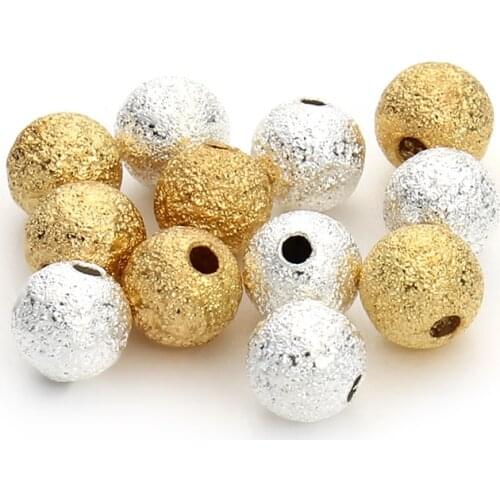 100pcs Gold Round Copper Spacer Beads Frosted Ball End Seed Beads For Necklace Bracelet Jewelry Making Findings 3/4/5/6/8/10mm