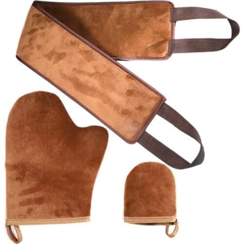3Pcs/Set Back Tanning Applicator Cream Lotion Mousse Oil Application Gloves Oil SPA BathSunscreen Flocking Gloves