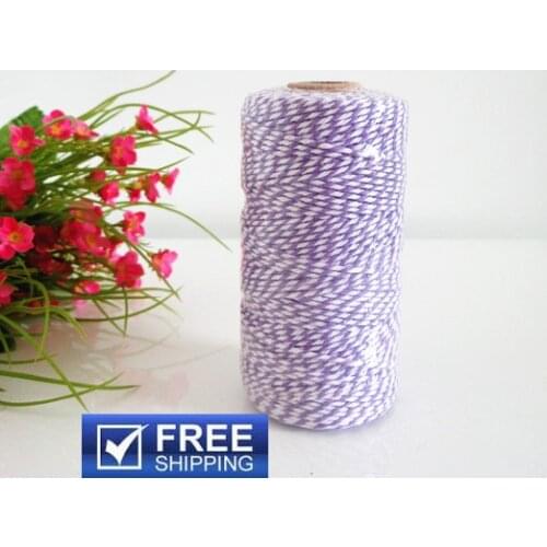 5 Spools (110yard/spool) Wedding Party Decorative White and Lilac Cotton Bakers Twine-Pick Colors-12 ply Lavender Cords String