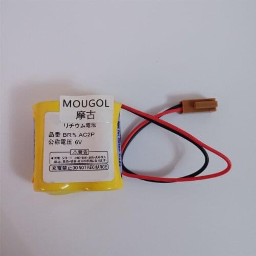 5PCS BR-2/3AC2P 6V PLC Lithium Battery With Brown Connector