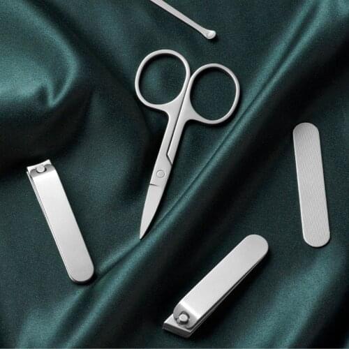 Xiaomi Mijia Nail Clippers 5pcs Set Stainless Steel Trimmer Pedicure Care Earpick Nail File Anti-splash Nail Scissors