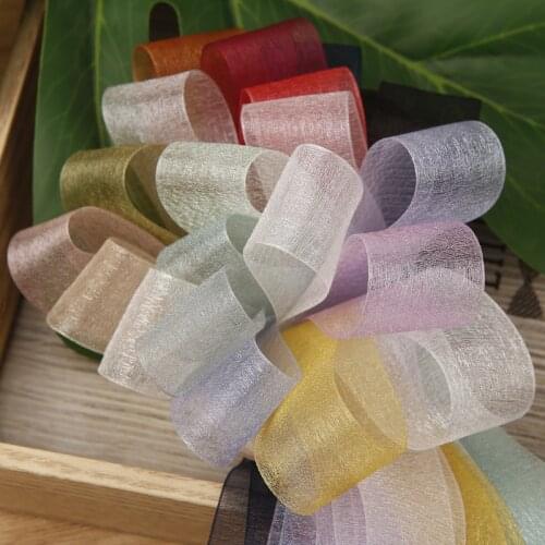 5 yards 25mm/40mm Encrypted Glitter Snow Gauze Organza Ribbon DIY Hair Accessories Gift Bouquet Packaging Bow Ribbons