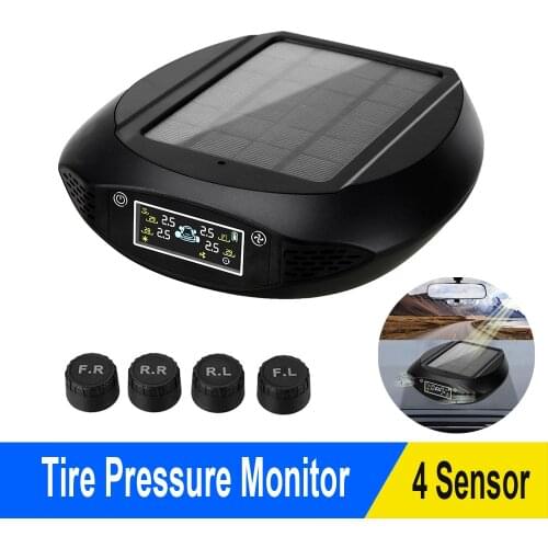 Car Solar TPMS Air Purifier Tire Pressure Monitoring System LCD Display Powered Tire Pressure Monitor Internal/External Sensors
