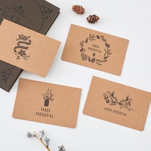 Free shipping 20packs Literary retro kraft paper Christmas card envelope Party Invitations Gifts New Year Greeting Card Gifts