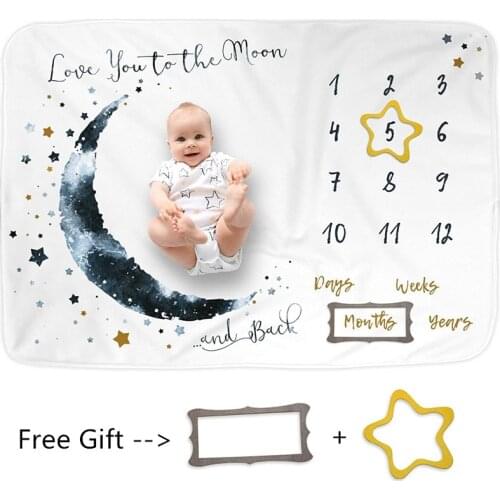 75CM*100 CM Baby Blanket Newborn Swaddle Stroller Bedding Wrap Photo Background Cloth Monthly Growth Number Photography Props