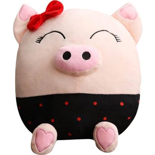 2018 Hot Sale Couple Bow Stuffed Pig Toys Plush Pig Toy for Kids Kawaii Soft PP Cotton Stuffed animals Toys Wedding Decoration