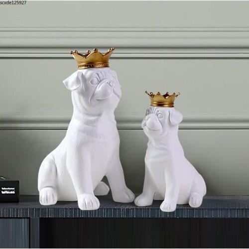 Creative Cute Crown Total Sculpture Living Room Decoration Resin Simulation Animal Statue Statuette Wedding Gift Home Decoration