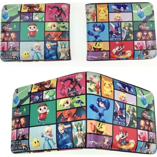Lovely Cute Anime Wallet Kids Cartoon Leather Purse Super Smash Bros Short Wallets with Card Holder Coin Pocket