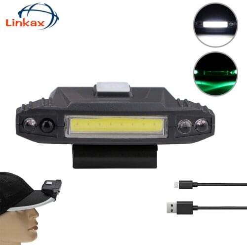 Mini COB LED Induction Hat Clip Lights USB Rechargeable Headlight Sensor Headlamps Cap Headlights Lantern