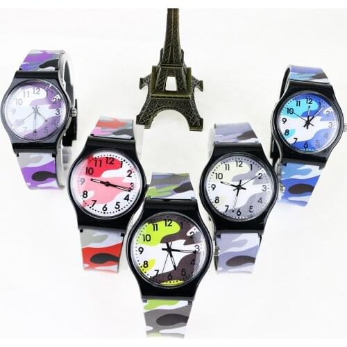 Fashion Camouflage Children Watches Kids Rubber Strap Sport Quartz Wristwatch Students Military Clock Boys Girls Gift