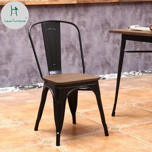 Louis Fashion Iron Dining Chair Coffee Restaurant Creative European-Style Retro Vintage Industrial Style Simple Metal Chair