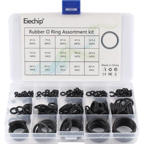 200PCS/set Rubber O-Ring Assortment kit oring Washer Gasket Sealing O Ring pack 15 Sizes with Plastic Box silicone rubber rings