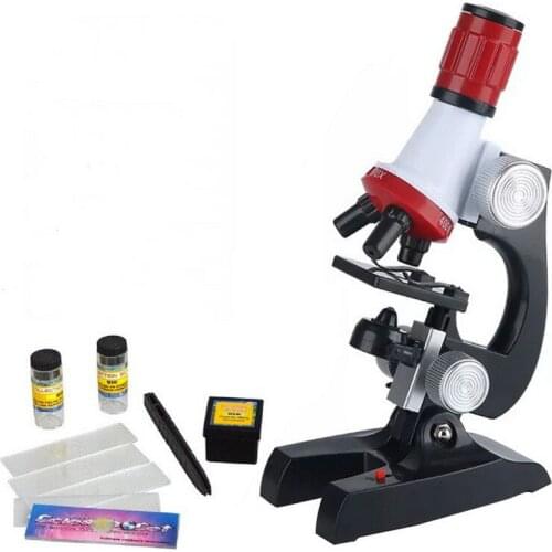 New Microscope Kit Lab LED 100X-400X-1200X Home School Educational Toy Gift Refined Biological Microscope For Kids Child