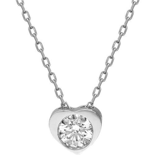 Certified Swarovski Cubic Zirconia Heart Engagement 925 Silver Necklace