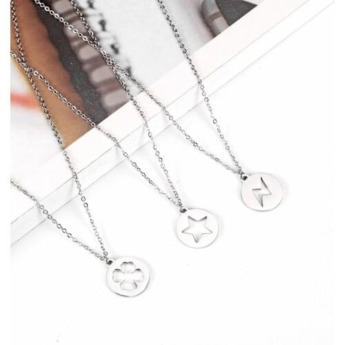 OUFEI Lightning Flamingo Necklace Jewelry Stainless Steel Necklace For Woman 2020 Pentagram Accessories Charm Necklace Pendants