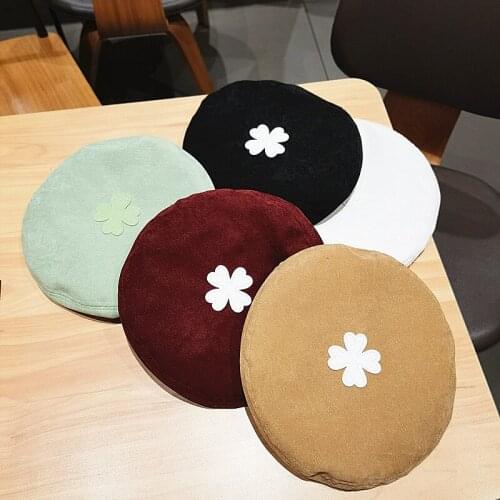 British Style Popular Women Fashion Thin Corduroy Beret Vintage Stylish Embroidery Flower Striped Girl Painter Cap