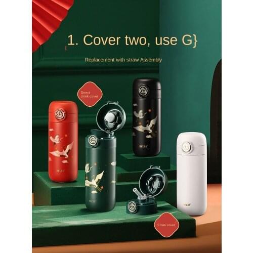 Cup portable 316 stainless steel bouncing cover with straw male student cute girl ins water cup