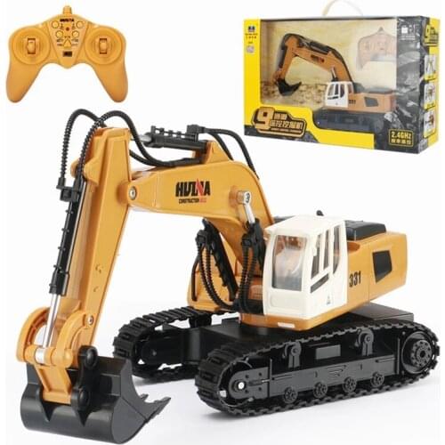 RC Truck Tractor Brinquedos Alloy Tractor Model Engineering Car Radio Controlled Car RC Excavator Toy for Boy Gifts HUINA 1:18