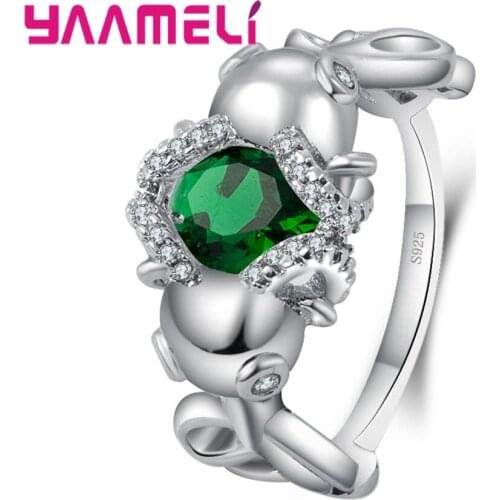 Various Colors Elegance 925 Sterling Silver Noble Crown Design Finger Rings For Women Female Finger Rings Crystal Gift