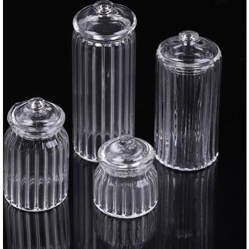 Pretend toy for home Kitchen Decora Dollhouse Miniature Glass Candy Jar Simulation Candy Bottle Model Toy 1/12 Scale