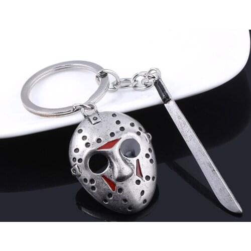Horror Keychain Chucky Face Penny Wise Jason Hockey Freddy Pendant Key Chain for Women Men Car Keyring Jewelry