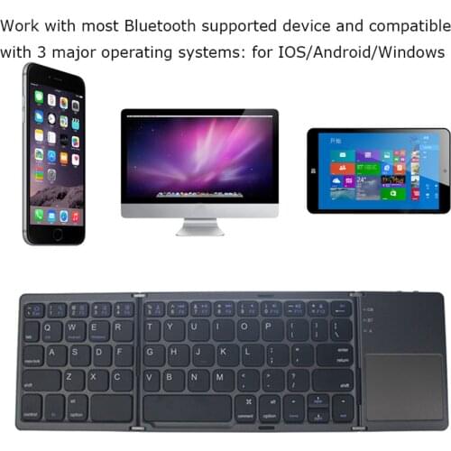 Tri-fold Wireless Bluetooth Keyboard for Iphone Mobile Phone Ipad Macbook Ultra-thin Portable Keyboards with Mouse Touch Pad