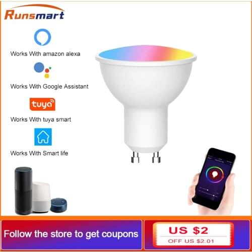 WiFi Smart Light Bulb GU10 Spotlight RGB+CW 2700-6500K Smart Bulb App Remote Control RGB Light Lamp For Alexa Google Home