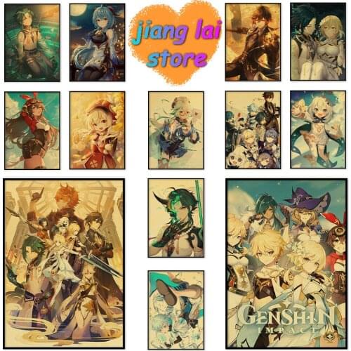 Vintage Posters Genshin Impact Fallout Game Wall Home Decoration Retro Poster Wall Painting Home Room Vintage Art Wall Posters
