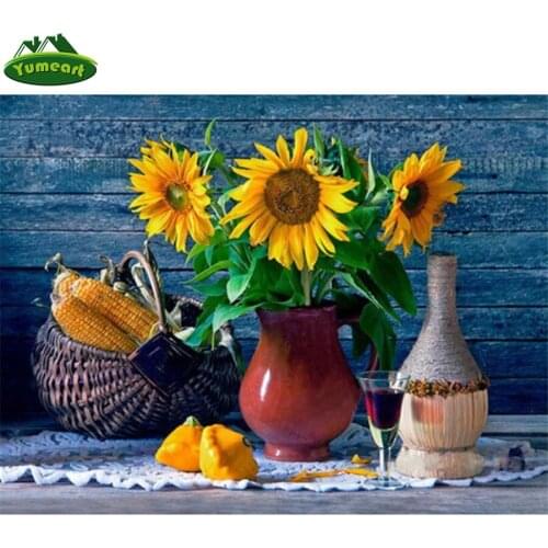 Yumeart Full Square Needleworks 5D Diamond Embroidery Sunflower Corn DIY Diamond Painting Mosaic Pattern Cross Stitch Art Crafts