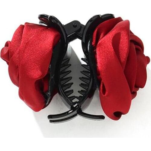 Rose Flower Hair Clip Pin Ponytail Holder Decorative Hair Styling Accessories for Women and Girl Weddings Parties, 7 Colors