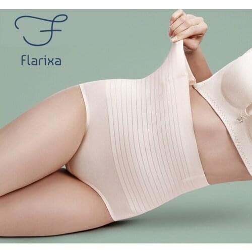 Flarixa 1Pcs Womens High Waist Ice Silk Panties Abdomen Hip Pants Breathable Seamless Waist Slimming Pants Plus Size Underwear