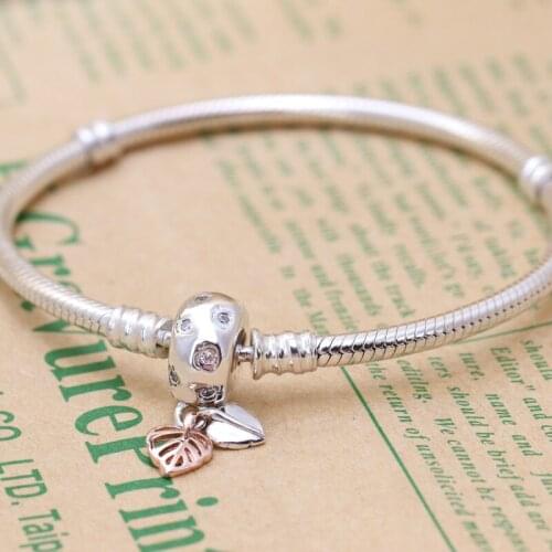 Bewill Valentines Day Authentic S925 Silver Leaf Chain Clasp Snake Bone Original Bracelet for Women Gift