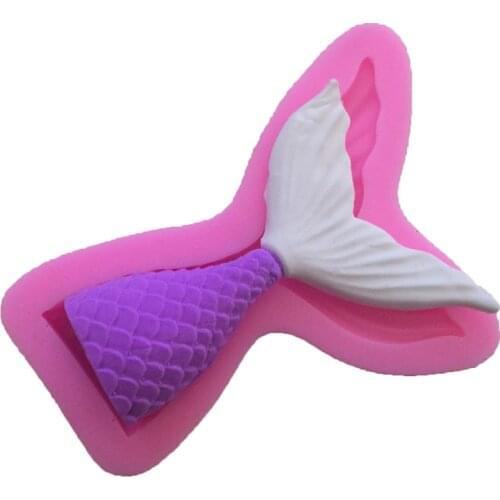 1 Pcs Cute Mermaid Tail Mold Fondant Cake Silicone Mold Cupcake Kitchen Baking Tools Gum Paste Chocolate Candy Molds