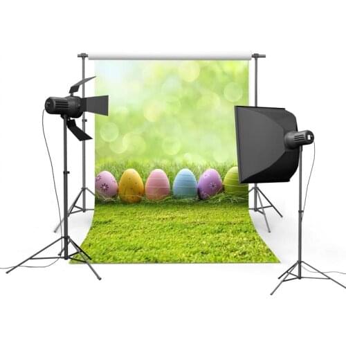 3x5ft Easter Day Photo Backgrounds Eggs Green Bokeh Warm Lawn Shiny Photography Backdrops Photography for Photo Studio Props